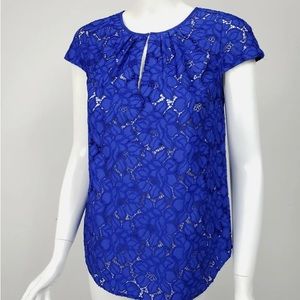 Blue Lace JCrew Cap Sleeve Top